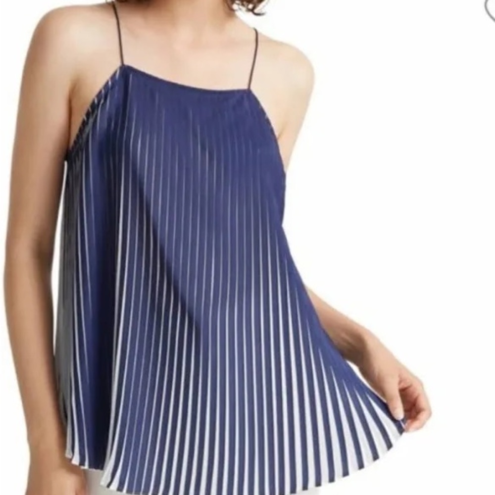 Club Monaco Blue and White Pleated Camisole